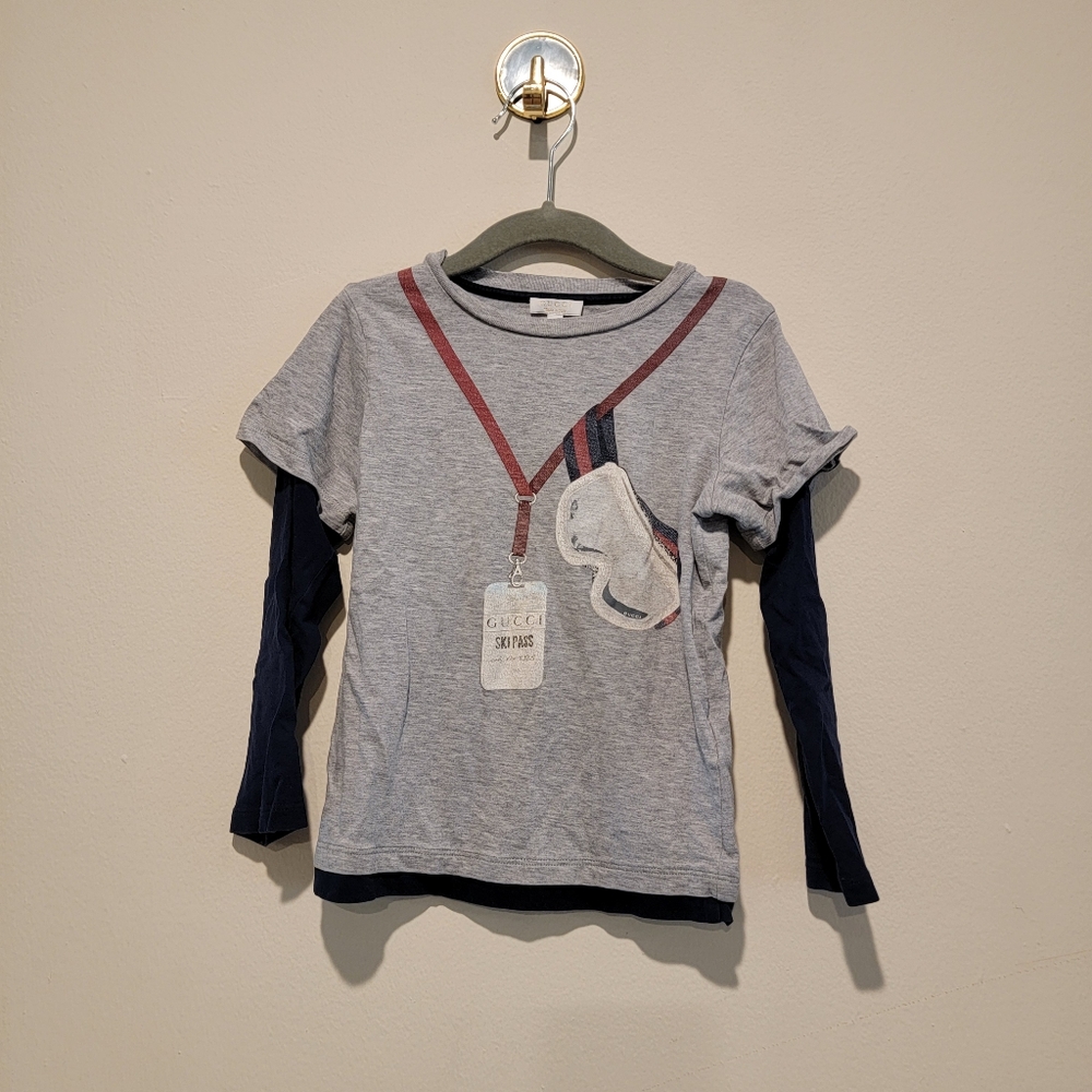 Gucci kids size 4 t ski pass long sleeve layered t shirt look so cute vintage